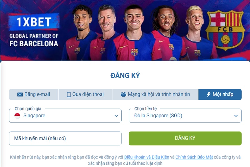 Đăng ký 1 Đăng ký 1xbet thông qua một nhấp đơn giản