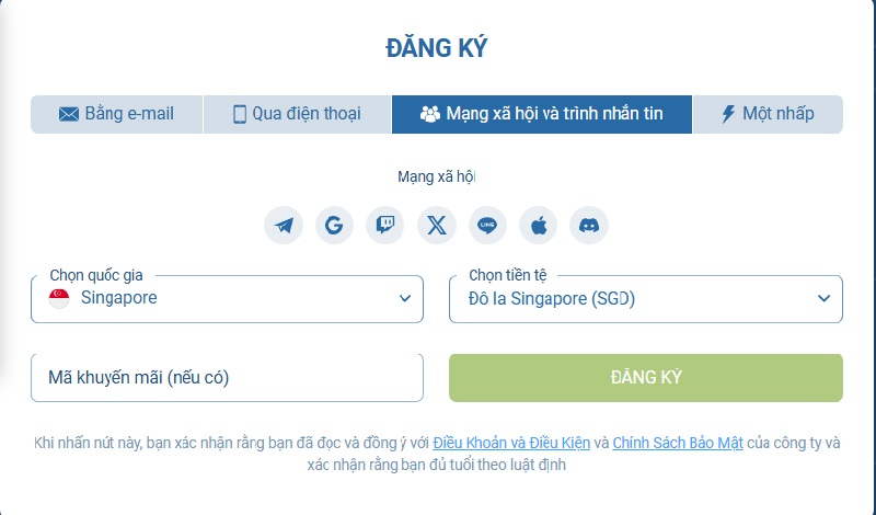 Đăng ký 3 Dễ dàng tham gia đăng ký tài khoản qua mạng xã hội